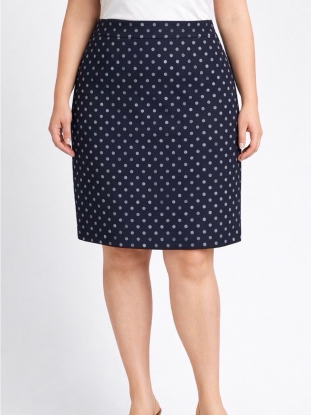 Ann Taylor Navy Polka Dot Skirt women’s Size 4 A-Line Lined Career Classic(A490)